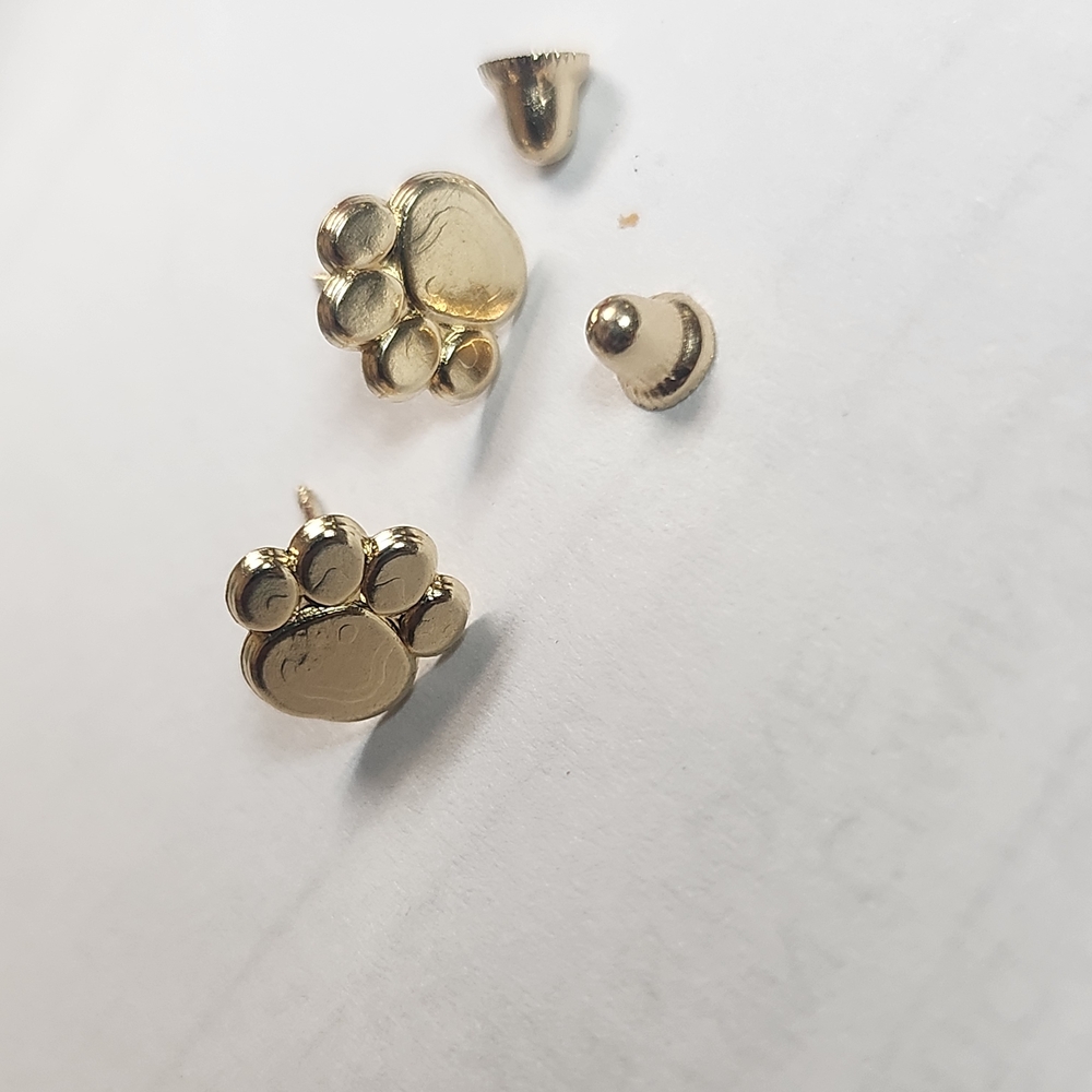 Gold Paw Print Earrings
